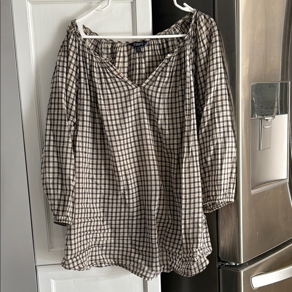 Chaps Black and Yellow Blouse Elegant Top